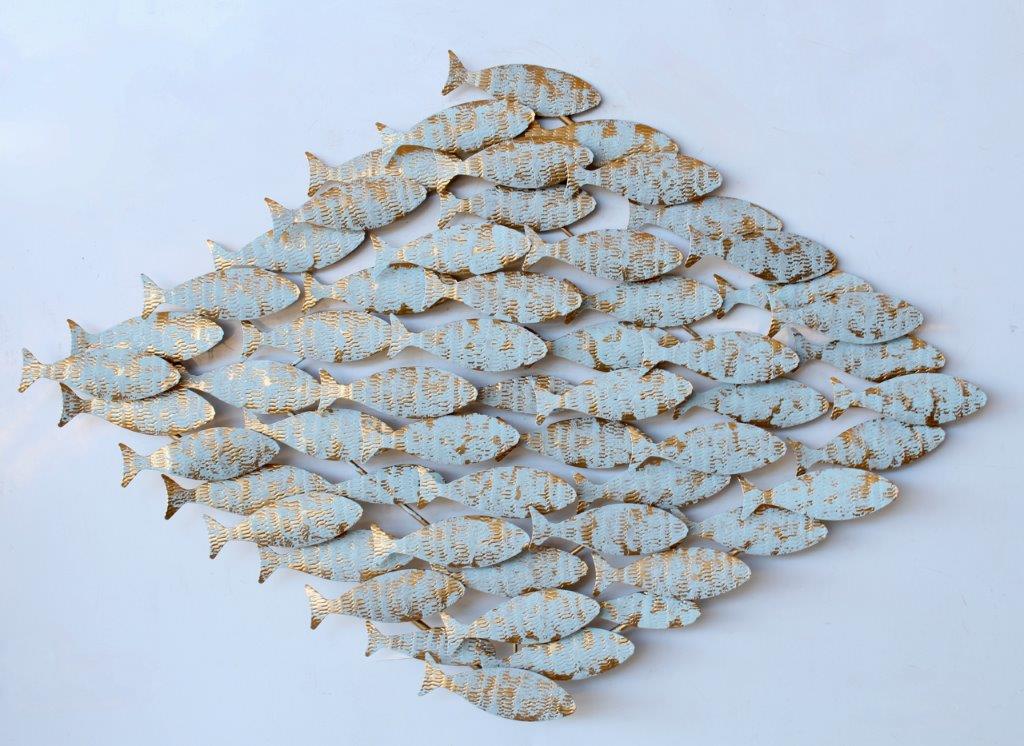 AQUA GOLD METAL FISH WALL DECOR  57X84CM